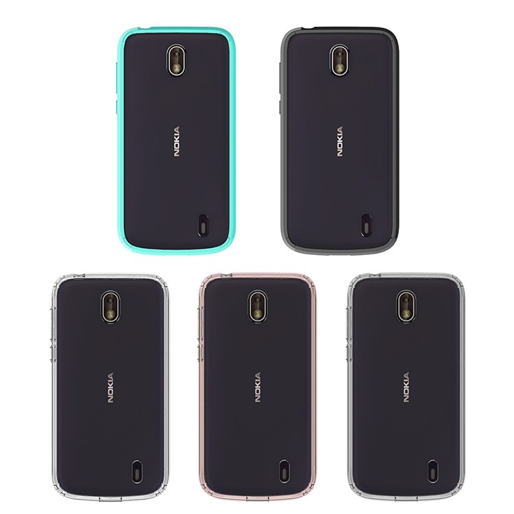 100Pcs/Set Clear Acrylic Back + TPU Edges Hybrid Cover for Nokia 1 - Black-2