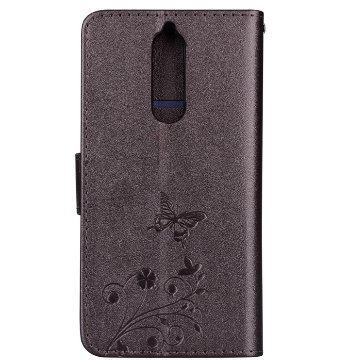 Imprinted Butterfly Flower Pattern Rhinestone Leather Wallet Case for Nokia 8 - Black-5