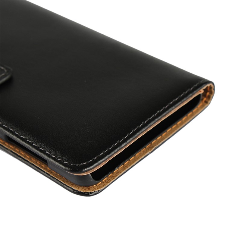 Genuine Leather Wallet Stand Cell Phone Case for Nokia 7 - Black-10
