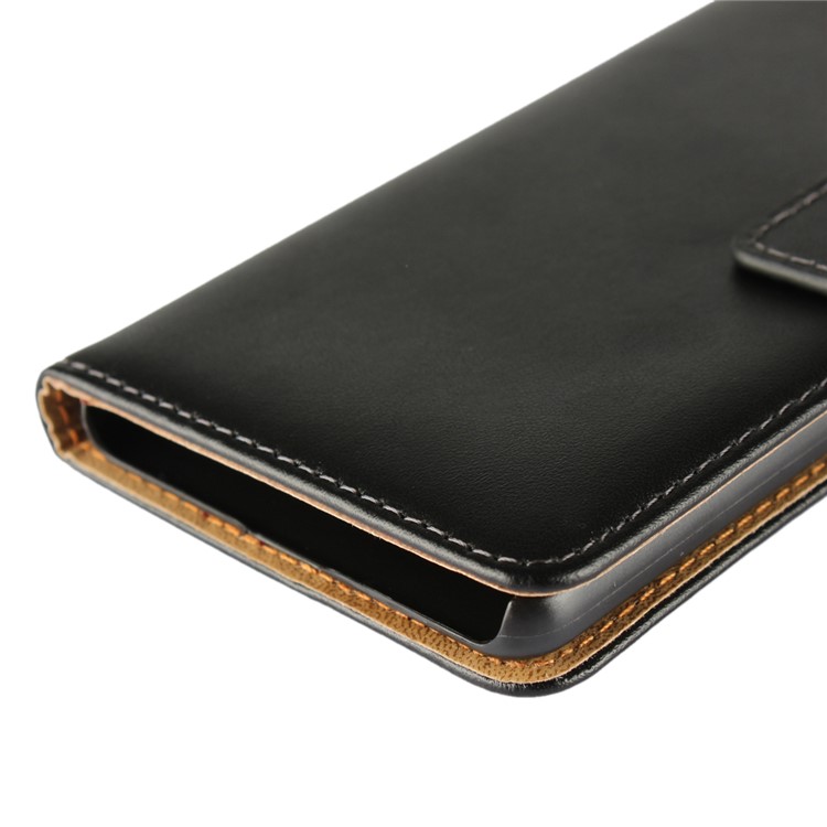 Genuine Leather Wallet Stand Cell Phone Case for Nokia 7 - Black-11
