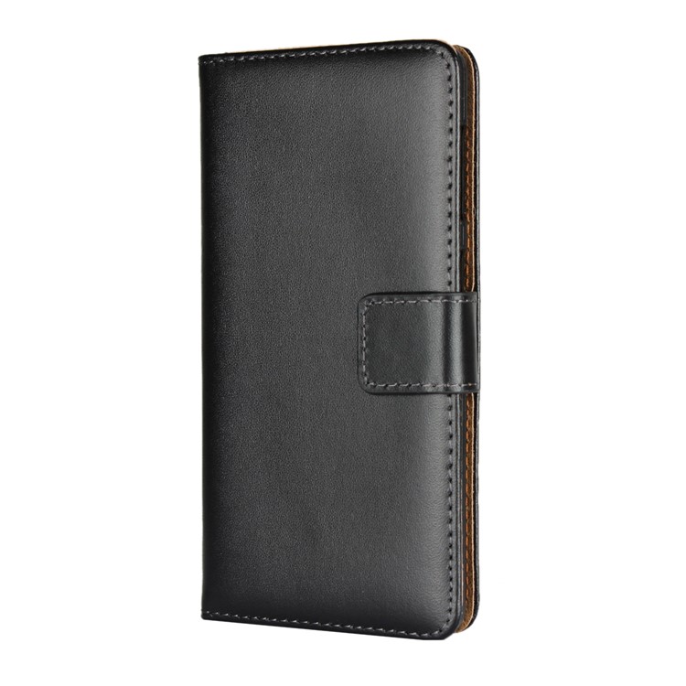 Genuine Leather Wallet Stand Cell Phone Case for Nokia 7 - Black-2