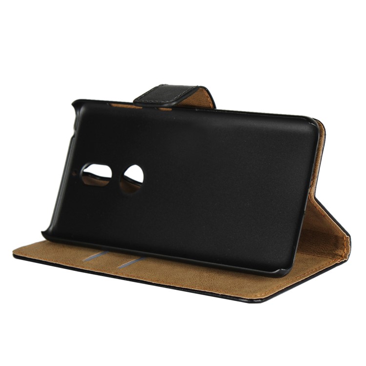 Genuine Leather Wallet Stand Cell Phone Case for Nokia 7 - Black-4