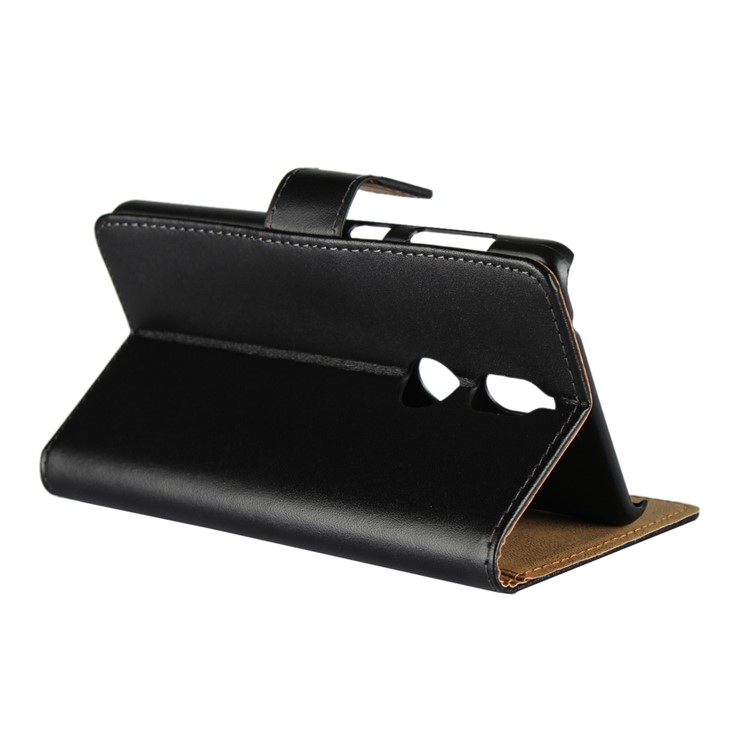 Genuine Leather Wallet Stand Cell Phone Case for Nokia 7 - Black-5