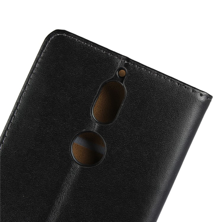 Genuine Leather Wallet Stand Cell Phone Case for Nokia 7 - Black-9