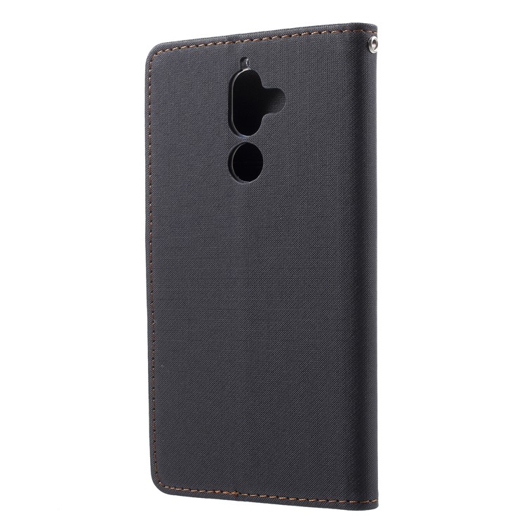 ROAR KOREA Twill Leather Wallet Stand Case for Nokia 7 plus - Black-2