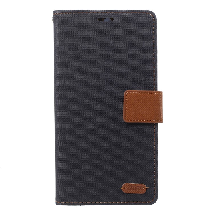 ROAR KOREA Twill Leather Wallet Stand Case for Nokia 7 plus - Black-3