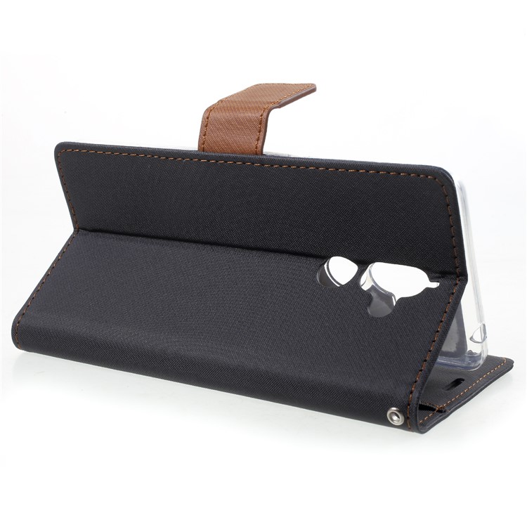 ROAR KOREA Twill Leather Wallet Stand Case for Nokia 7 plus - Black-4