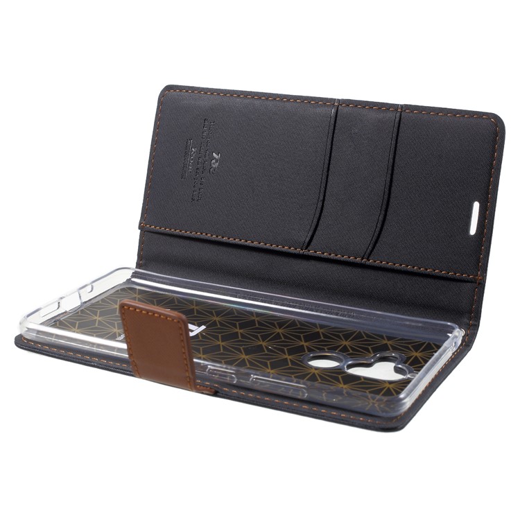 ROAR KOREA Twill Leather Wallet Stand Case for Nokia 7 plus - Black-6