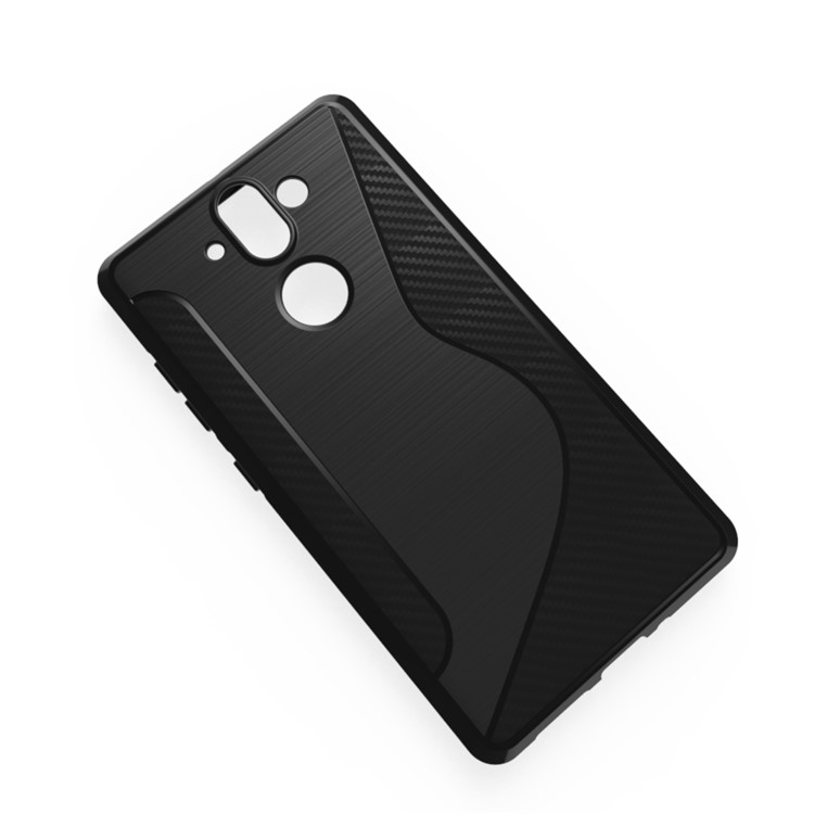 S Shape Carbon Fiber Texture Brushed TPU Phone Case for Nokia 8 Sirocco - Black-2
