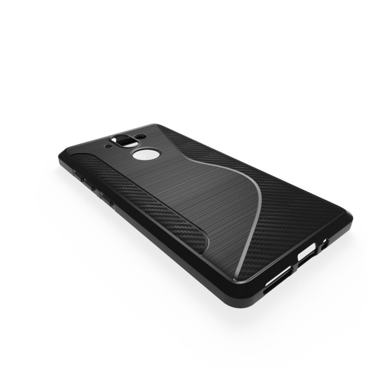 S Shape Carbon Fiber Texture Brushed TPU Phone Case for Nokia 8 Sirocco - Black-3
