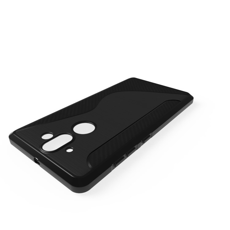 S Shape Carbon Fiber Texture Brushed TPU Phone Case for Nokia 8 Sirocco - Black-4