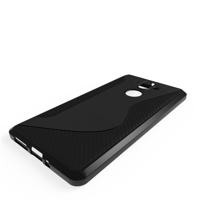 S Shape Carbon Fiber Texture Brushed TPU Phone Case for Nokia 8 Sirocco - Black-6