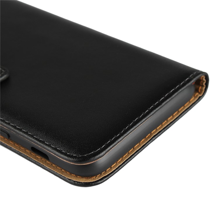 Genuine Split Leather Wallet Stand Phone Cover for Samsung Galaxy A6+ (2018) - Black-10