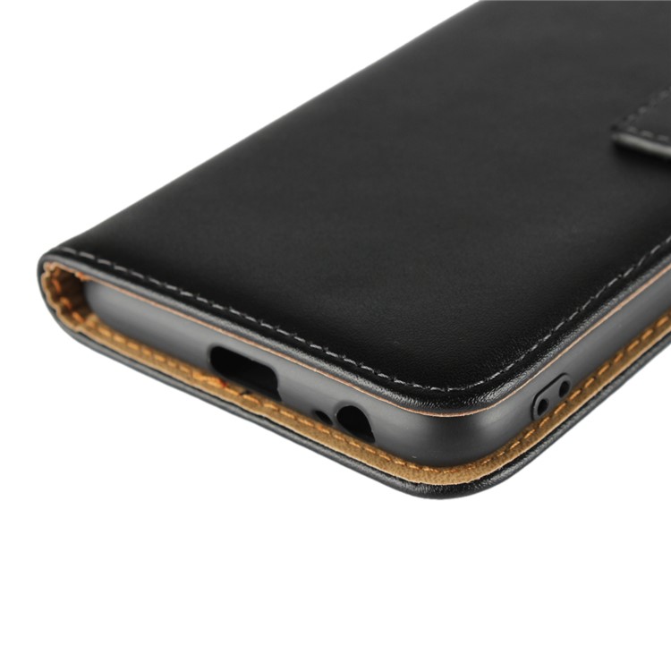 Genuine Split Leather Wallet Stand Phone Cover for Samsung Galaxy A6+ (2018) - Black-11