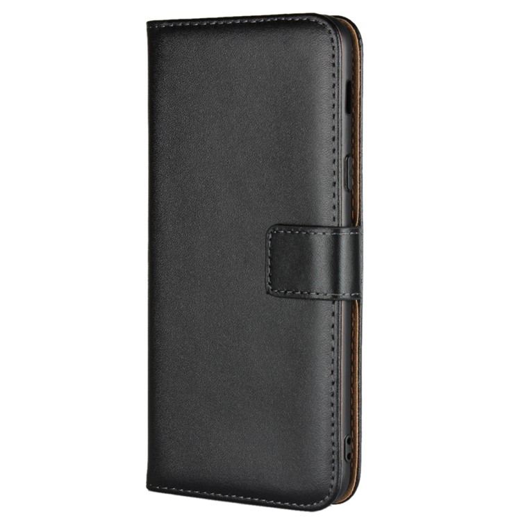 Genuine Split Leather Wallet Stand Phone Cover for Samsung Galaxy A6+ (2018) - Black-2