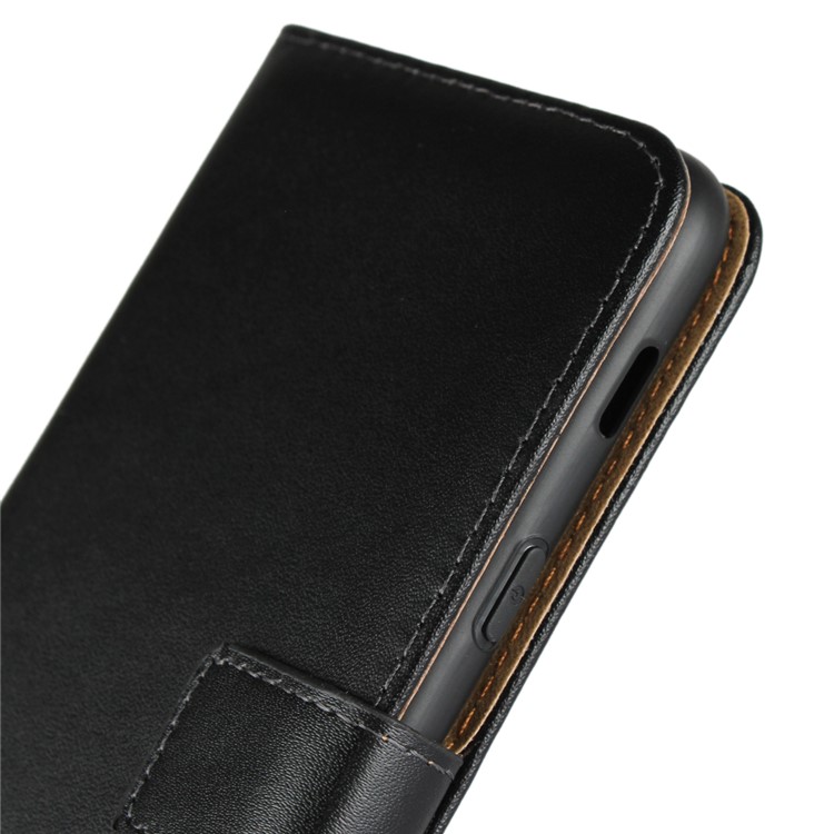 Genuine Split Leather Wallet Stand Phone Cover for Samsung Galaxy A6+ (2018) - Black-8