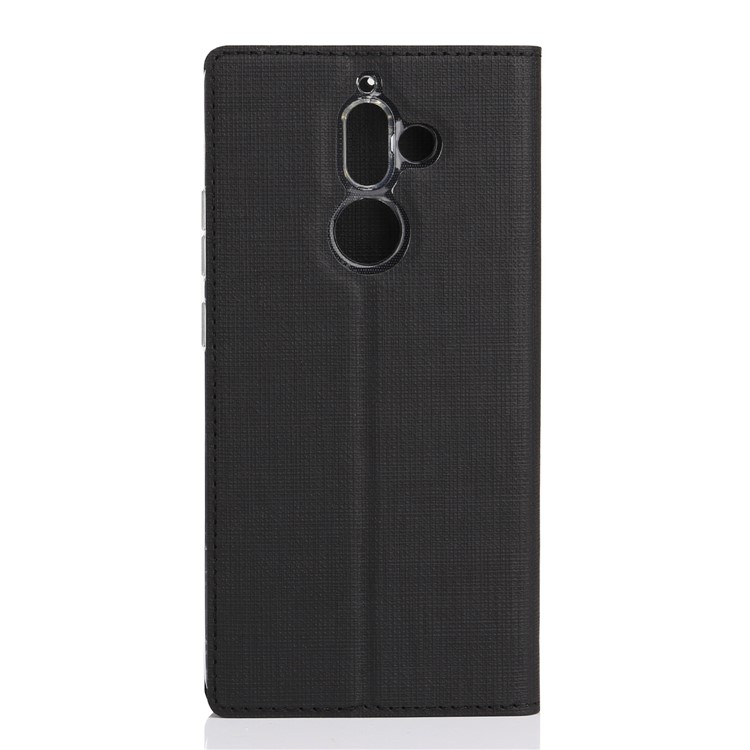 VILI DMX Cross Texture Auto-absorbed Card Holder Leather Stand Cover for Nokia 7 plus - Black-3