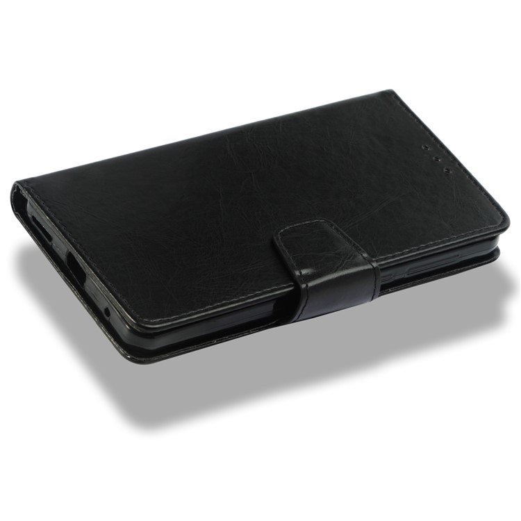 Vintage Oil Buffed Leather Wallet Case for Nokia 6 (2018) - Black-7