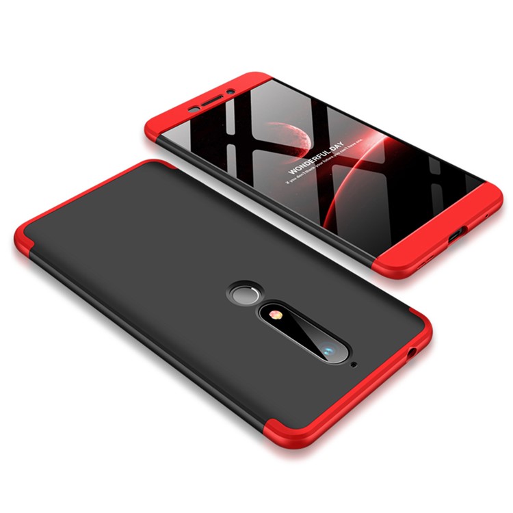 

GKK Detachable 3-piece Matte PC Case for Nokia 6.1 (5.5-inch) - Black / Red, Nokia 6.1 (5.5-inch)