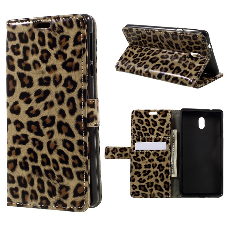For Nokia 3 Leopard Pattern Leather Wallet Mobile Phone Case-1