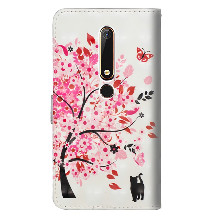 Pattern Printing Wallet Leather Stand Mobile Case for Nokia 6 (2018) - Flowered Tree-3