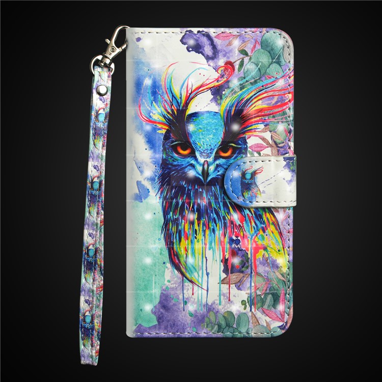 Pattern Printing Wallet Stand Leather Case for Nokia 7 plus - Colorful Owl-2