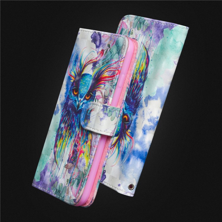 Pattern Printing Wallet Stand Leather Case for Nokia 7 plus - Colorful Owl-5