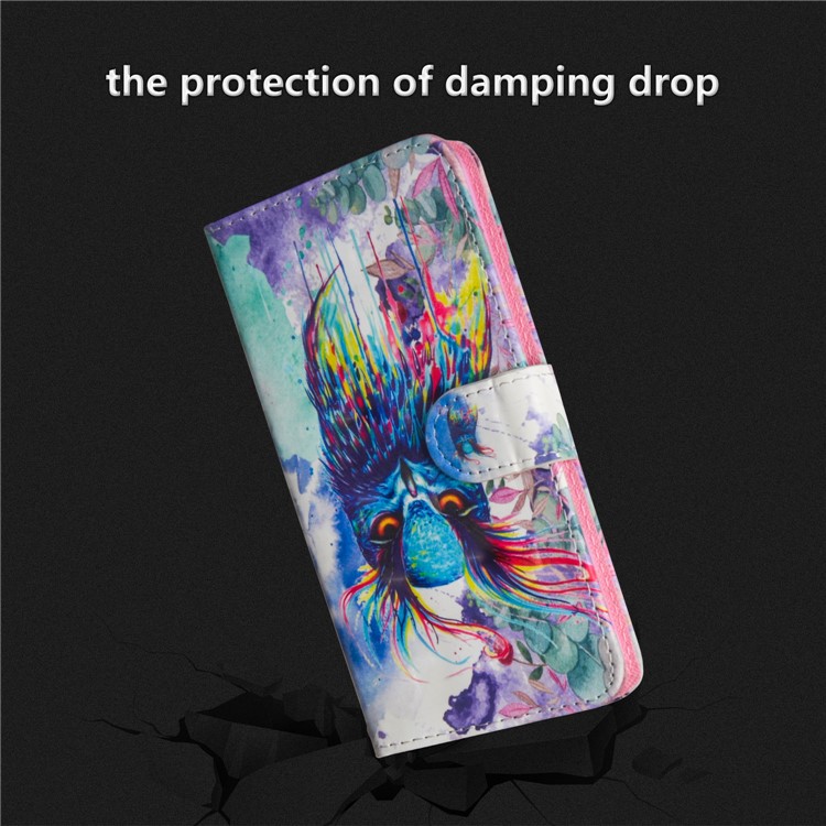 Pattern Printing Wallet Stand Leather Case for Nokia 7 plus - Colorful Owl-7