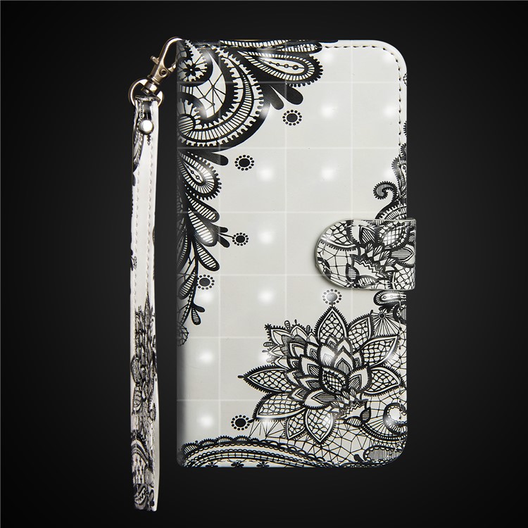 Pattern Printing Wallet Leather Stand Case for Nokia 9 / 8 Sirocco - Black Flower-2