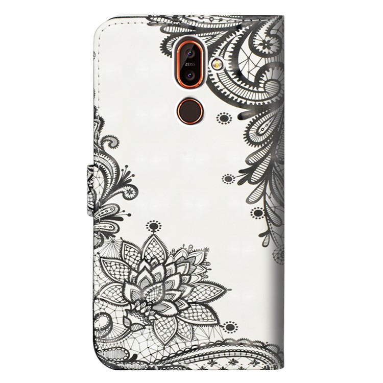 Pattern Printing Wallet Leather Stand Case for Nokia 9 / 8 Sirocco - Black Flower-3