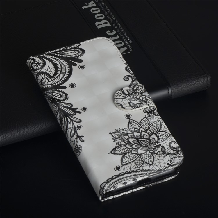 Pattern Printing Wallet Leather Stand Case for Nokia 9 / 8 Sirocco - Black Flower-4