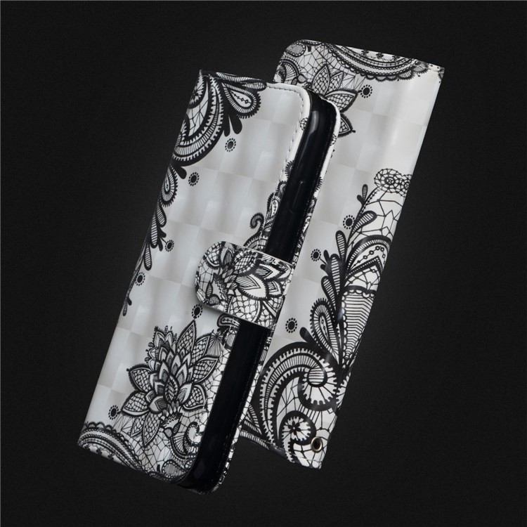 Pattern Printing Wallet Leather Stand Case for Nokia 9 / 8 Sirocco - Black Flower-5