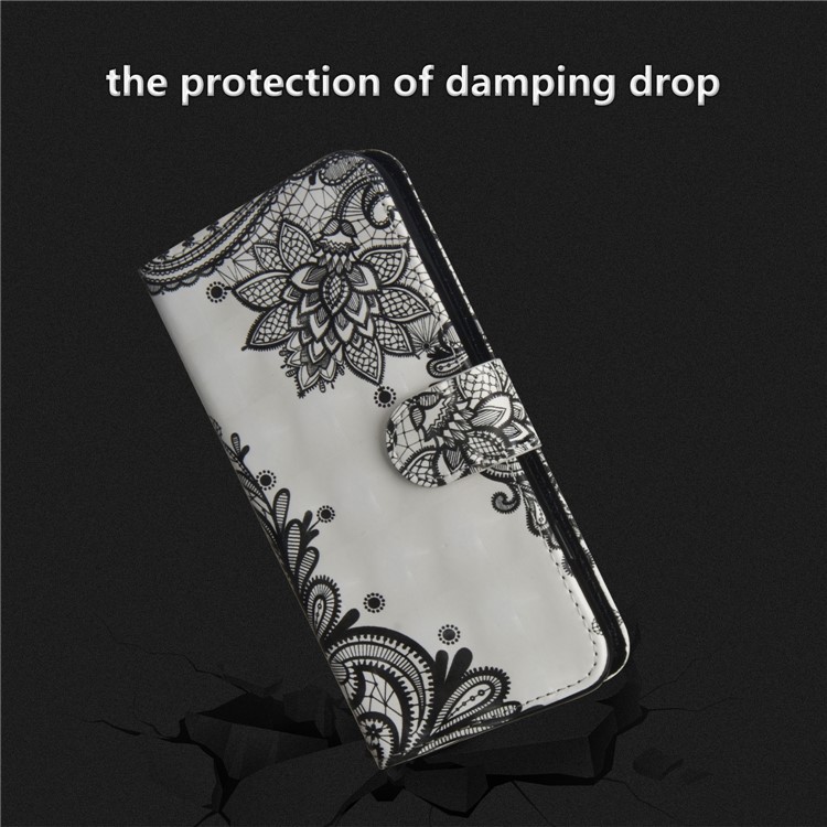 Pattern Printing Wallet Leather Stand Case for Nokia 9 / 8 Sirocco - Black Flower-7