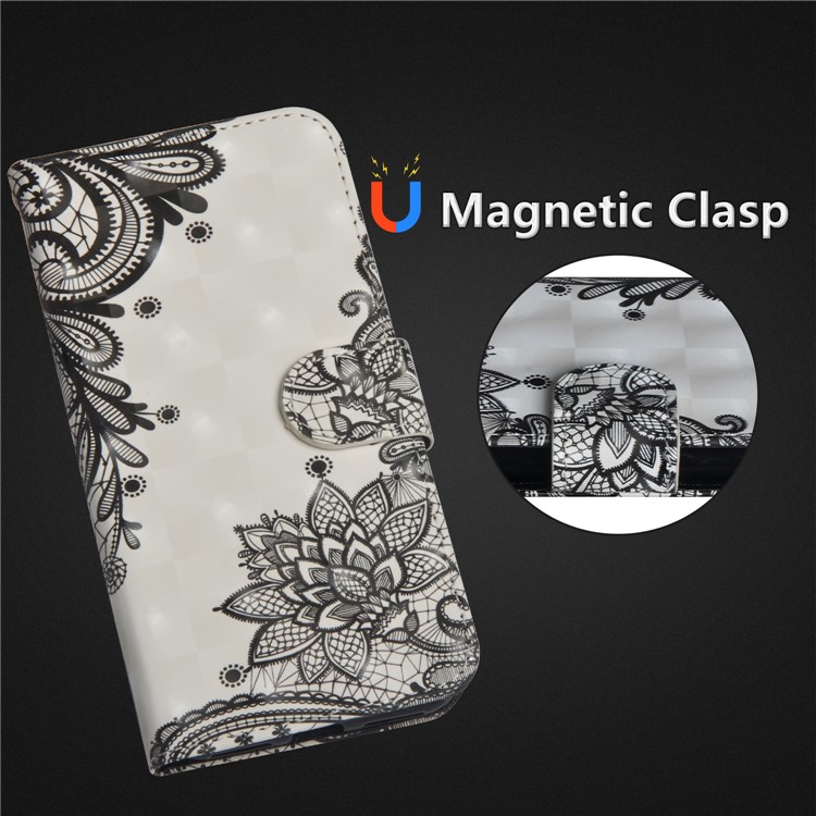 Pattern Printing Wallet Leather Stand Case for Nokia 9 / 8 Sirocco - Black Flower-9