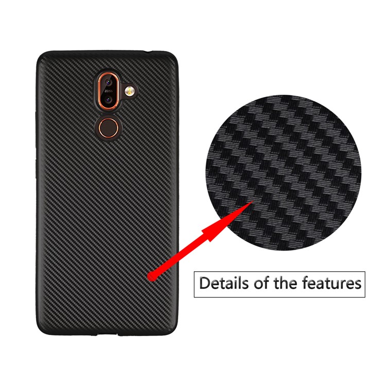 Carbon Fiber Texture Soft TPU Back Phone Case for Nokia 7 plus - Black-2