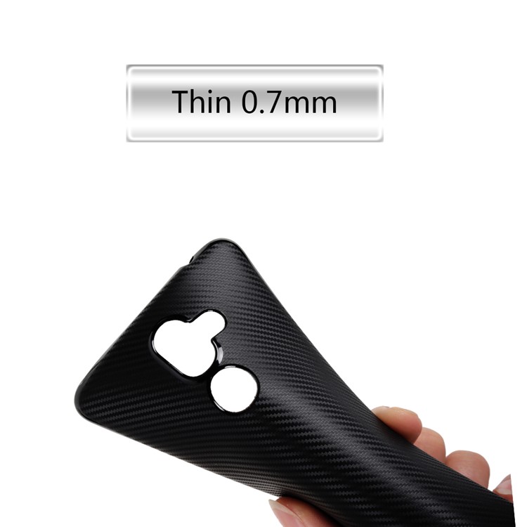 Carbon Fiber Texture Soft TPU Back Phone Case for Nokia 7 plus - Black-6