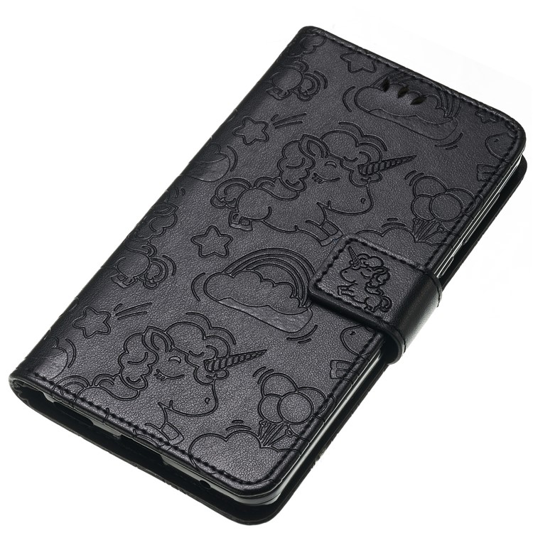 Imprint Unicorn Wallet Stand Leather Case with Strap for Nokia 6 (2018) - Black-5
