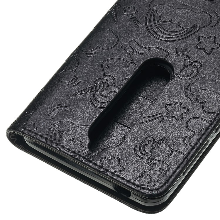 Imprint Unicorn Wallet Stand Leather Case with Strap for Nokia 6 (2018) - Black-6