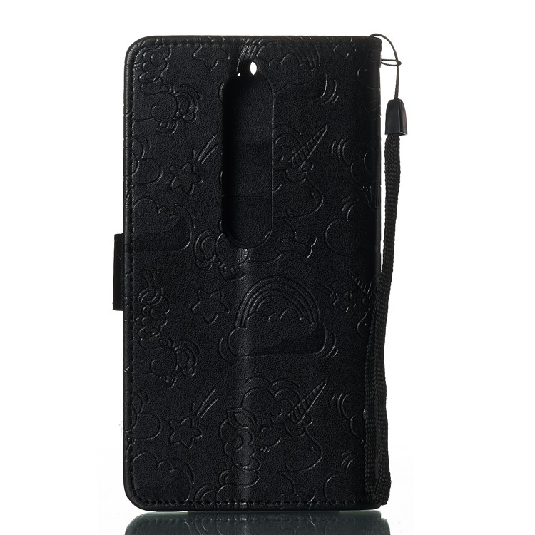 Imprint Unicorn Wallet Stand Leather Case with Strap for Nokia 6 (2018) - Black-9
