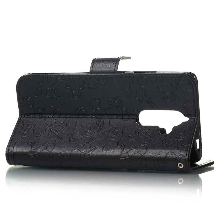 Imprint Unicorn Wallet Stand Leather Case with Strap for Nokia 7 plus - Black-3