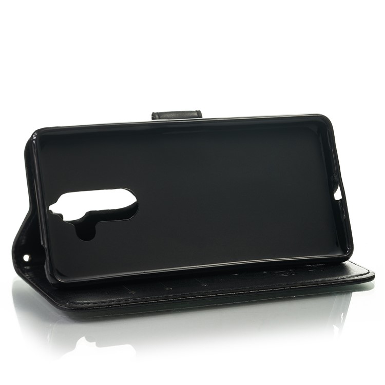 Imprint Unicorn Wallet Stand Leather Case with Strap for Nokia 7 plus - Black-4