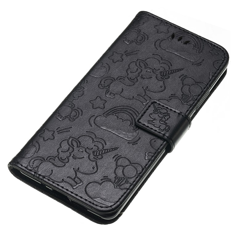 Imprint Unicorn Wallet Stand Leather Case with Strap for Nokia 7 plus - Black-5