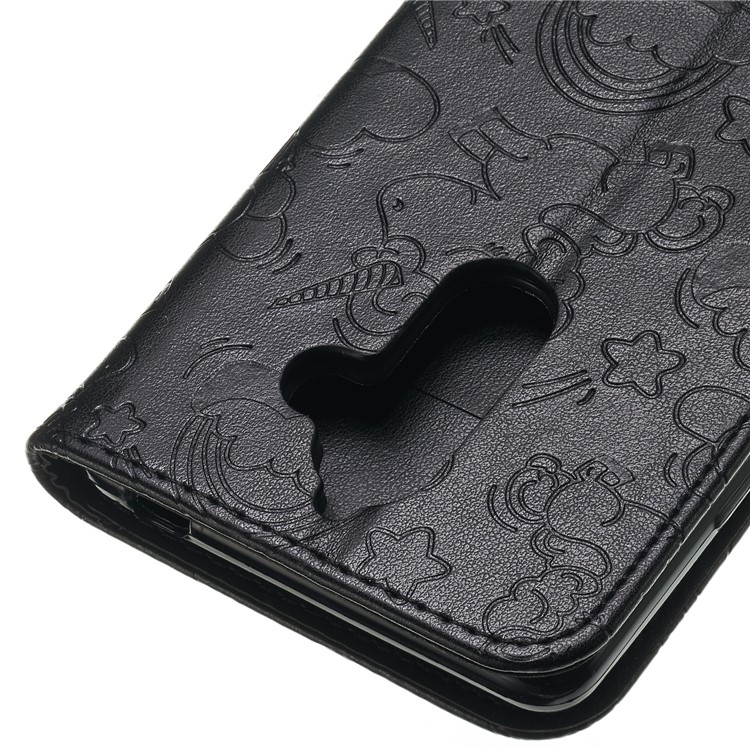 Imprint Unicorn Wallet Stand Leather Case with Strap for Nokia 7 plus - Black-6
