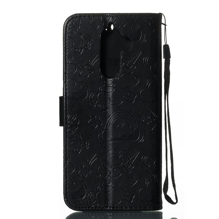 Imprint Unicorn Wallet Stand Leather Case with Strap for Nokia 7 plus - Black-9
