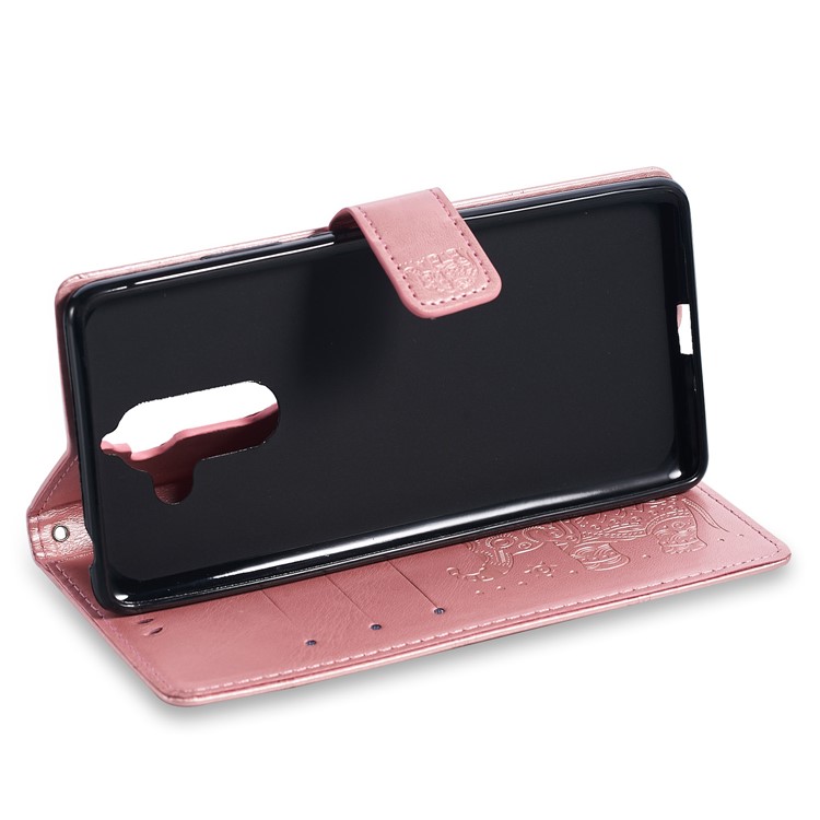 Imprinted Elephant Magnetic Leather Wallet Mobile Phone Case for Nokia 7 plus - Rose Gold-3