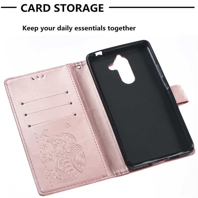 Imprinted Elephant Magnetic Leather Wallet Mobile Phone Case for Nokia 7 plus - Rose Gold-6