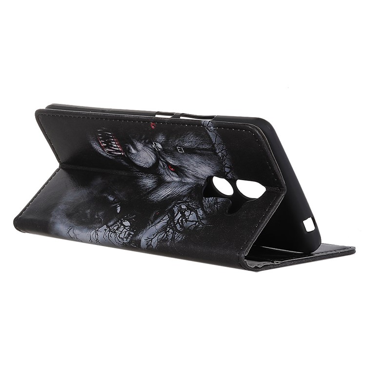 Pattern Printing Leather Wallet Stand Case for Nokia 7 plus - Wolf Pattern-5