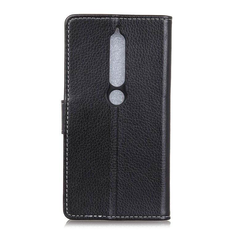 Litchi Texture Wallet Leather Cell Phone Cover for Nokia 6 - Black-2