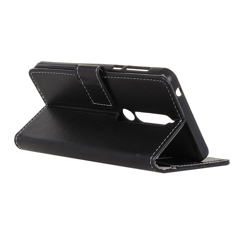 Litchi Texture Wallet Leather Cell Phone Cover for Nokia 6 - Black-5