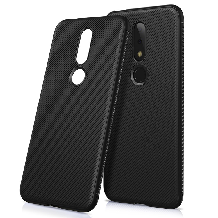 For Nokia X6 (2018) Carbon Fiber Texture TPU Back Mobile Cover - Black-1